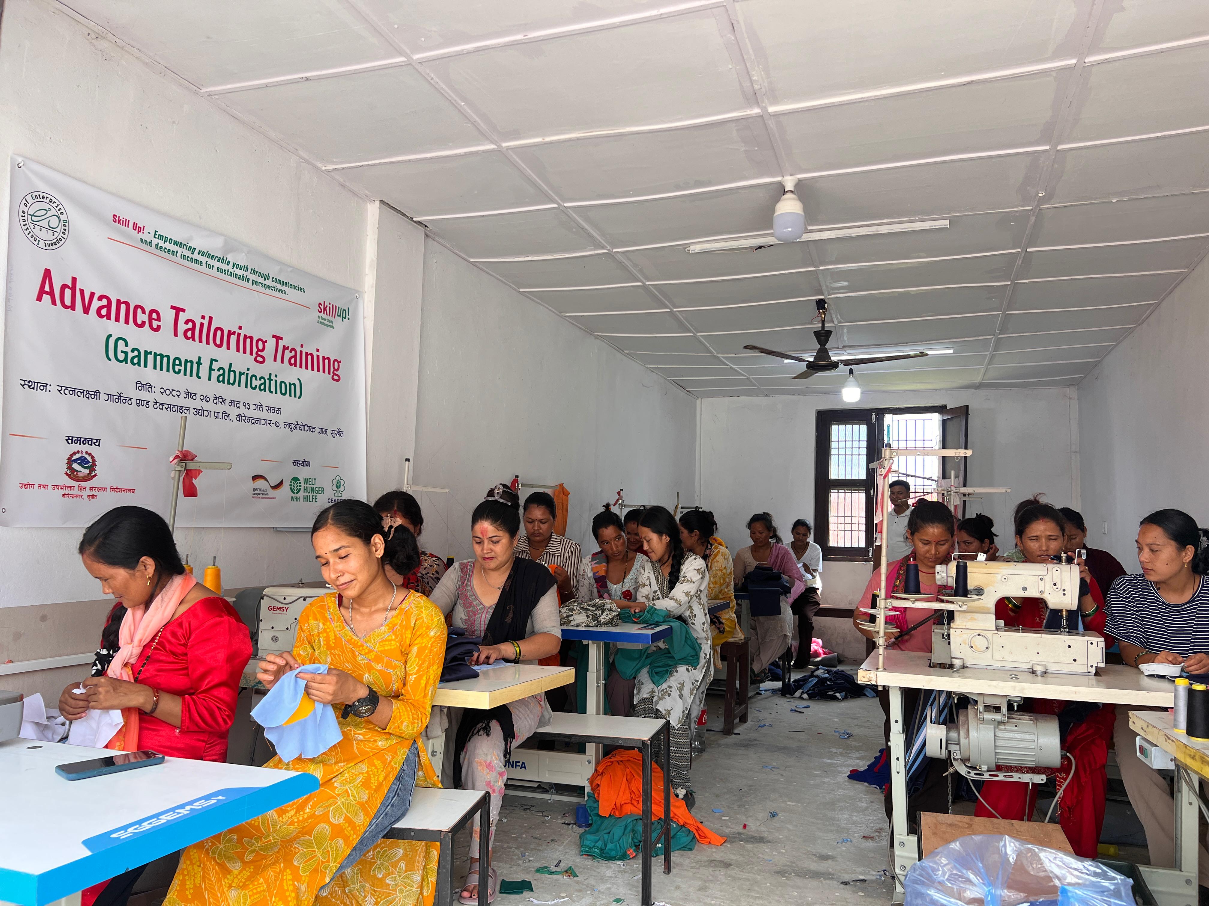 All the female youth participants have completed  Advanced Tailoring Training, being employed and moving forward toward economic empoerment at Birendrangar Surkhet, Pic Archana
