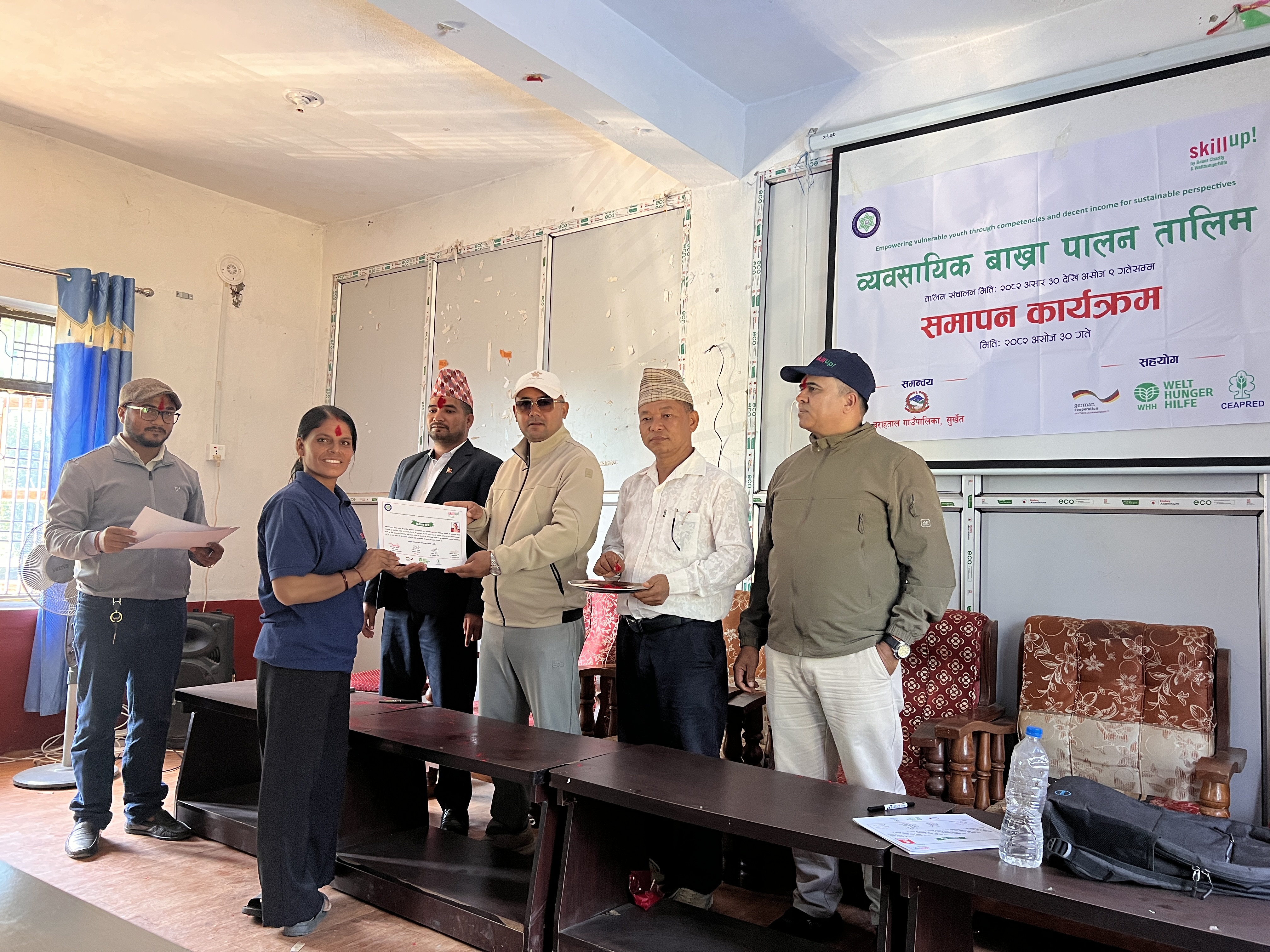 PWD participants, receiving the Graduation Certificate of Goat Farming training at , Barahatal -5 , Baddichaur, Surkhet, Oct 2025, Pic Archana