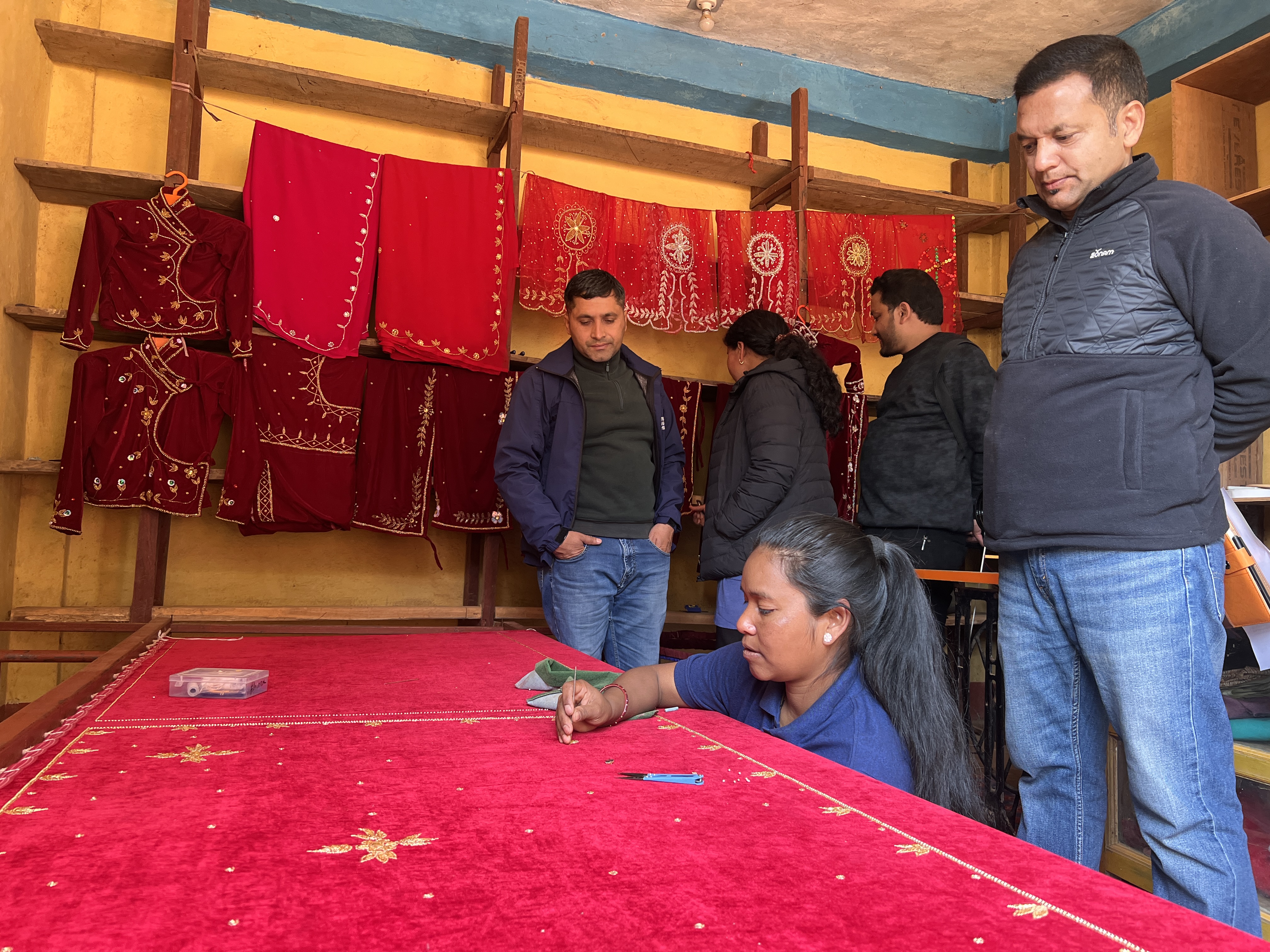 Skill Up team observing Manisha Fauja’s growing boutique enterprise in Barahatal–5, Baddichaur, Surkhet.