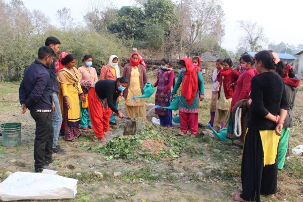 Practical session on preparation of organic fertilizer “Bokase Mal” during  FFS TOT, Kanchanpur